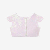 Beyaz Pullu Kız Çocuk Crop Bluz