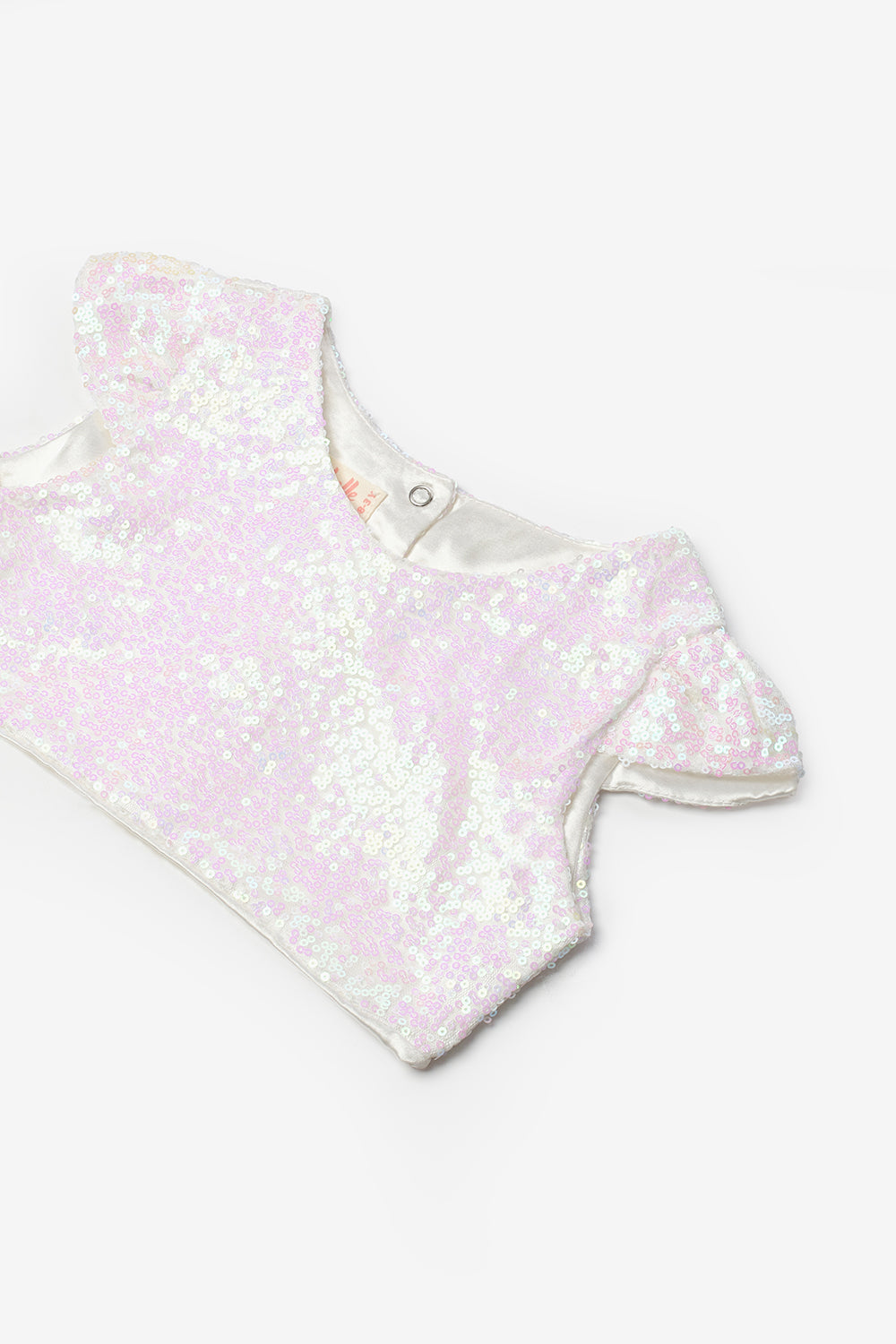 Beyaz Pullu Kız Çocuk Crop Bluz