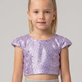 Lila  Pullu Kız Çocuk Crop Bluz