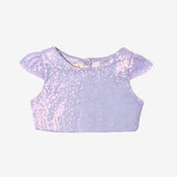 Lila Pullu Kız Çocuk Crop Bluz