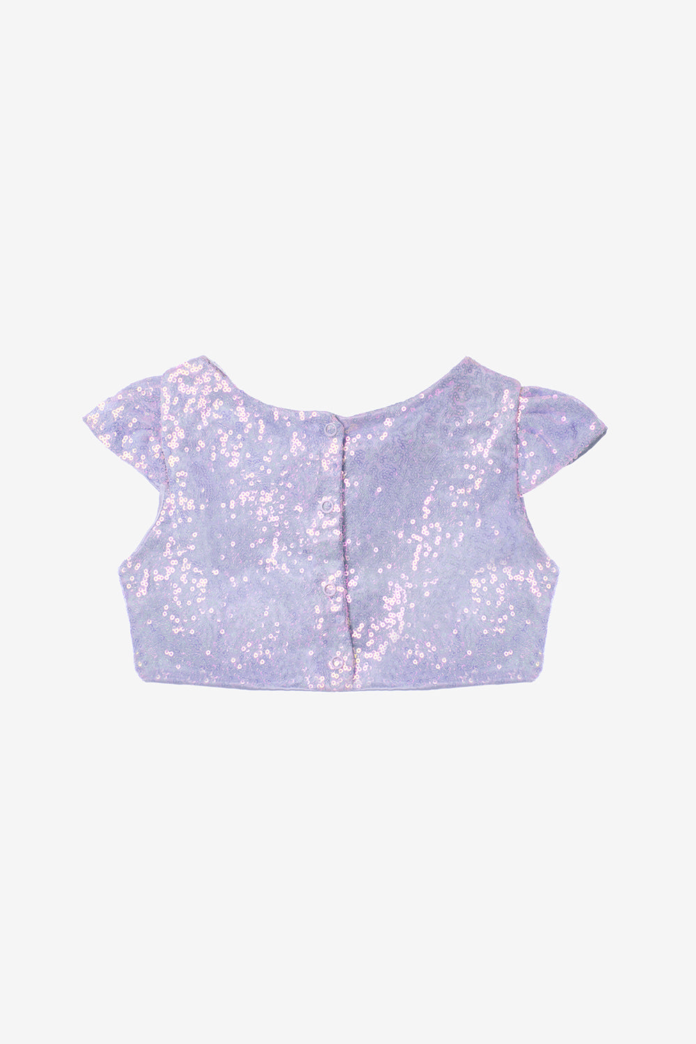 Lila Pullu Kız Çocuk Crop Bluz