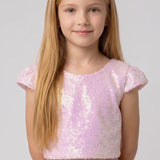 Pembe  Pullu Kız Çocuk Crop Bluz