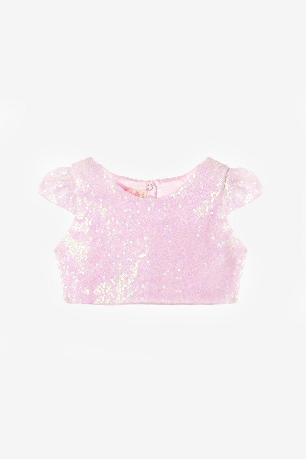 Pembe Pullu Kız Çocuk Crop Bluz