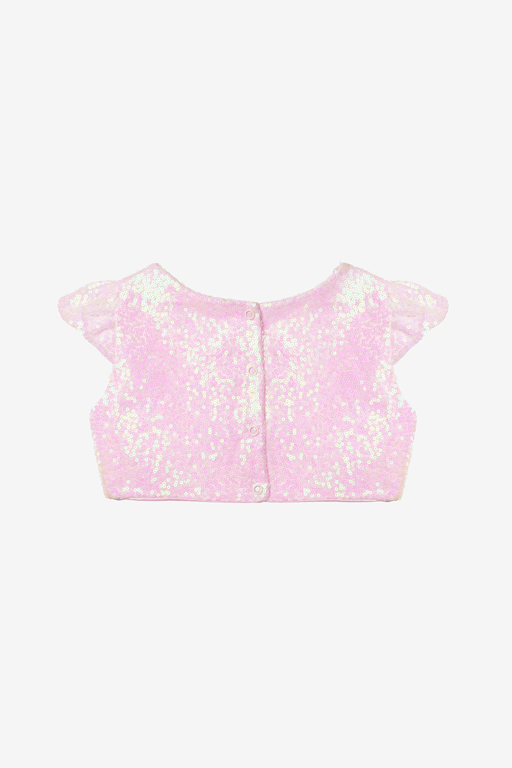 Pembe Pullu Kız Çocuk Crop Bluz