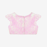 Pembe Pullu Kız Çocuk Crop Bluz