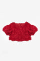 Kırmızı Kısa Kollu Gül Aplike Detaylı Kız Çocuk Crop Bluz - Millie