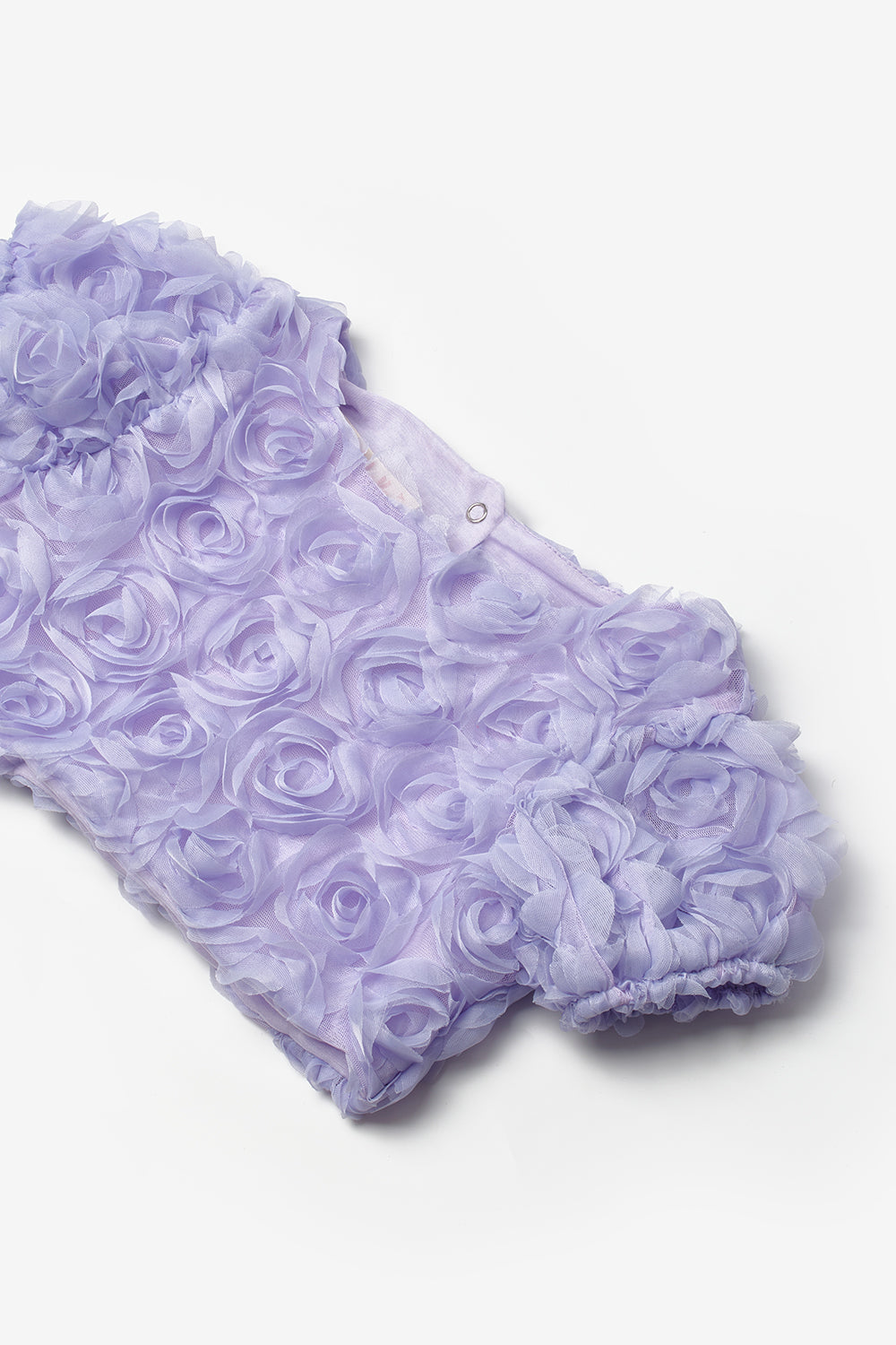 Lila Kısa Kollu Gül Aplike Detaylı Kız Çocuk Crop Bluz - Millie