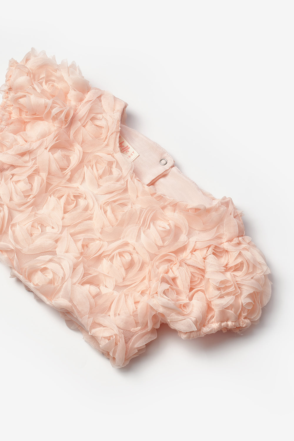 Somon Kısa Kollu Gül Aplike Detaylı Kız Çocuk Crop Bluz - Millie