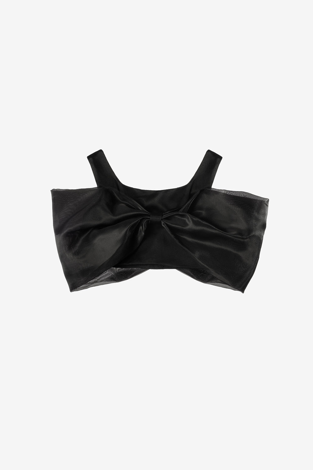 Siyah Büyük Fiyonklu Kız Çocuk Crop Bluz - Edith