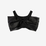 Siyah Büyük Fiyonklu Kız Çocuk Crop Bluz - Edith