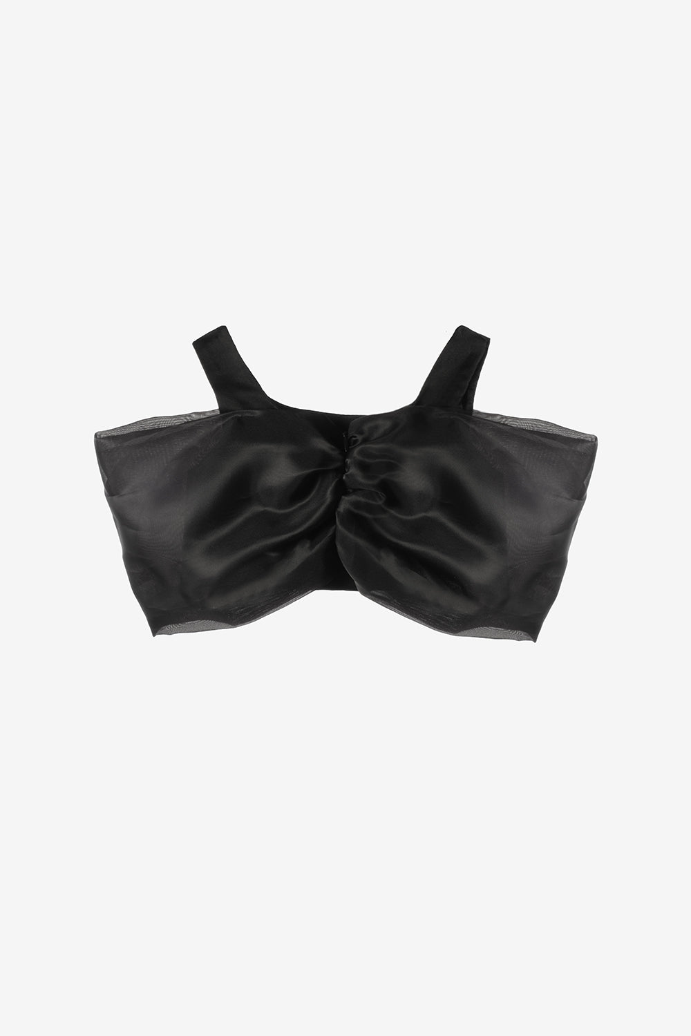 Siyah Büyük Fiyonklu Kız Çocuk Crop Bluz - Edith