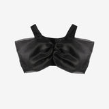 Siyah Büyük Fiyonklu Kız Çocuk Crop Bluz - Edith