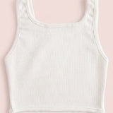 Beyaz  Yıldız Nakışlı Fitilli Askılı Kız Çocuk Crop Bluz - Cindy