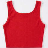 Kırmızı  Yıldız Nakışlı Fitilli Askılı Kız Çocuk Crop Bluz - Cindy