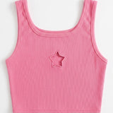 Pembe  Yıldız Nakışlı Fitilli Askılı Kız Çocuk Crop Bluz - Cindy