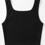 Siyah  Yıldız Nakışlı Fitilli Askılı Kız Çocuk Crop Bluz - Cindy