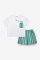 Mint Sushi Themed Striped Kids T-Shirt and Shorts Two-Piece Set - Ellie
