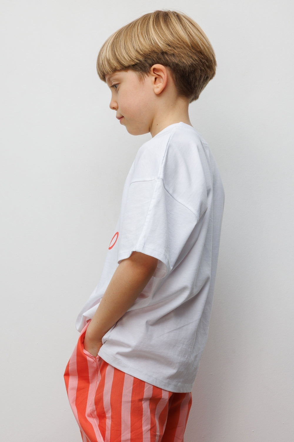 Kırmızı Baskılı Çizgi Desenli Çocuk Tişört Pantolon Takım - Edna