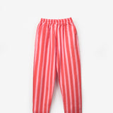Kırmızı Baskılı Çizgi Desenli Çocuk Tişört Pantolon Takım - Edna