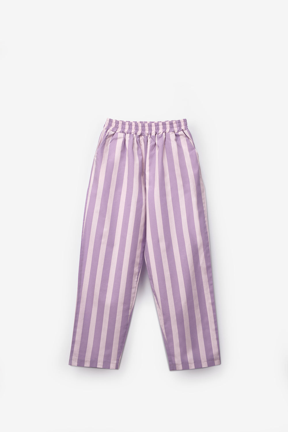 Lila Baskılı Çizgi Desenli Çocuk Tişört Pantolon Takım - Edna