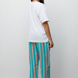 Mint Baskılı Çizgi Desenli Çocuk Tişört Pantolon Takım - Edna