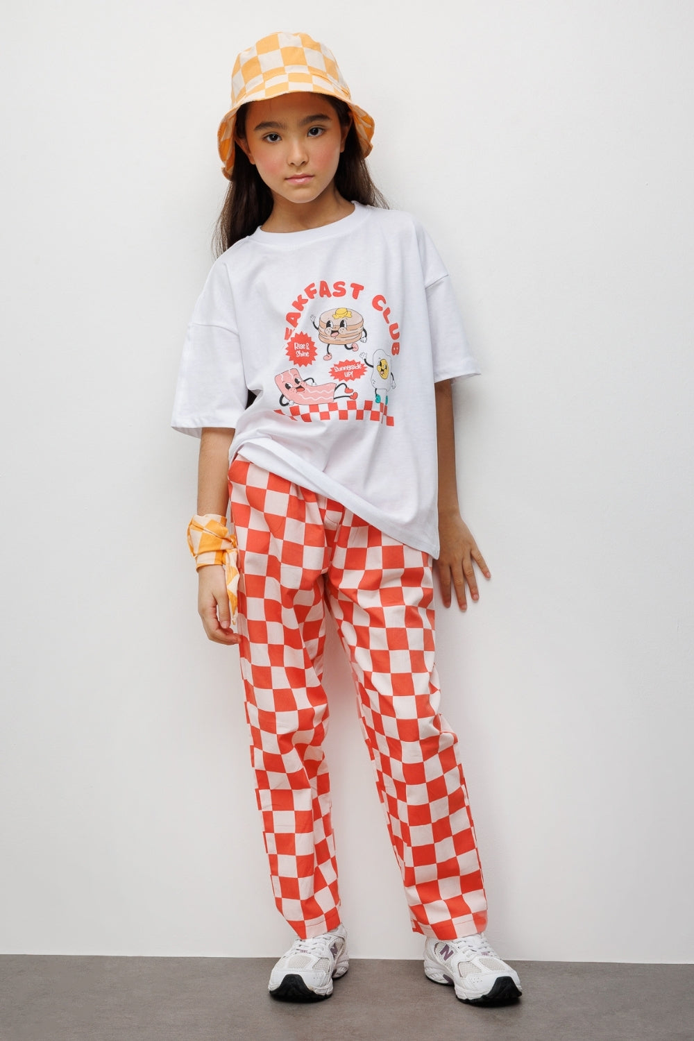 Red Printed Checkered Kids T-Shirt and Pants Set - Lucia – Le Mabelle