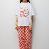 Kırmızı Baskılı Dama Desenli Çocuk Tişört Pantolon Takım - Lucia