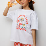 Kırmızı Baskılı Dama Desenli Çocuk Tişört Pantolon Takım - Lucia