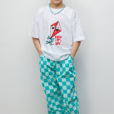 Mint Baskılı Dama Desenli Çocuk Tişört Pantolon Takım - Lucia