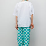 Mint Baskılı Dama Desenli Çocuk Tişört Pantolon Takım - Lucia