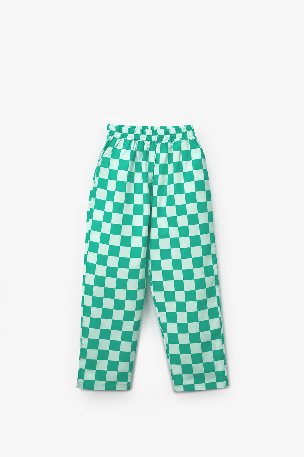 Mint Baskılı Dama Desenli Çocuk Tişört Pantolon Takım - Lucia