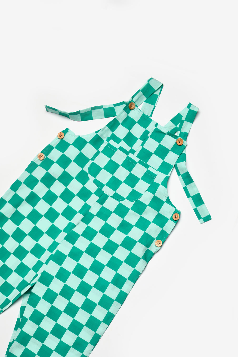 Mint  Dama Desenli Cep Detaylı Çocuk Salopet