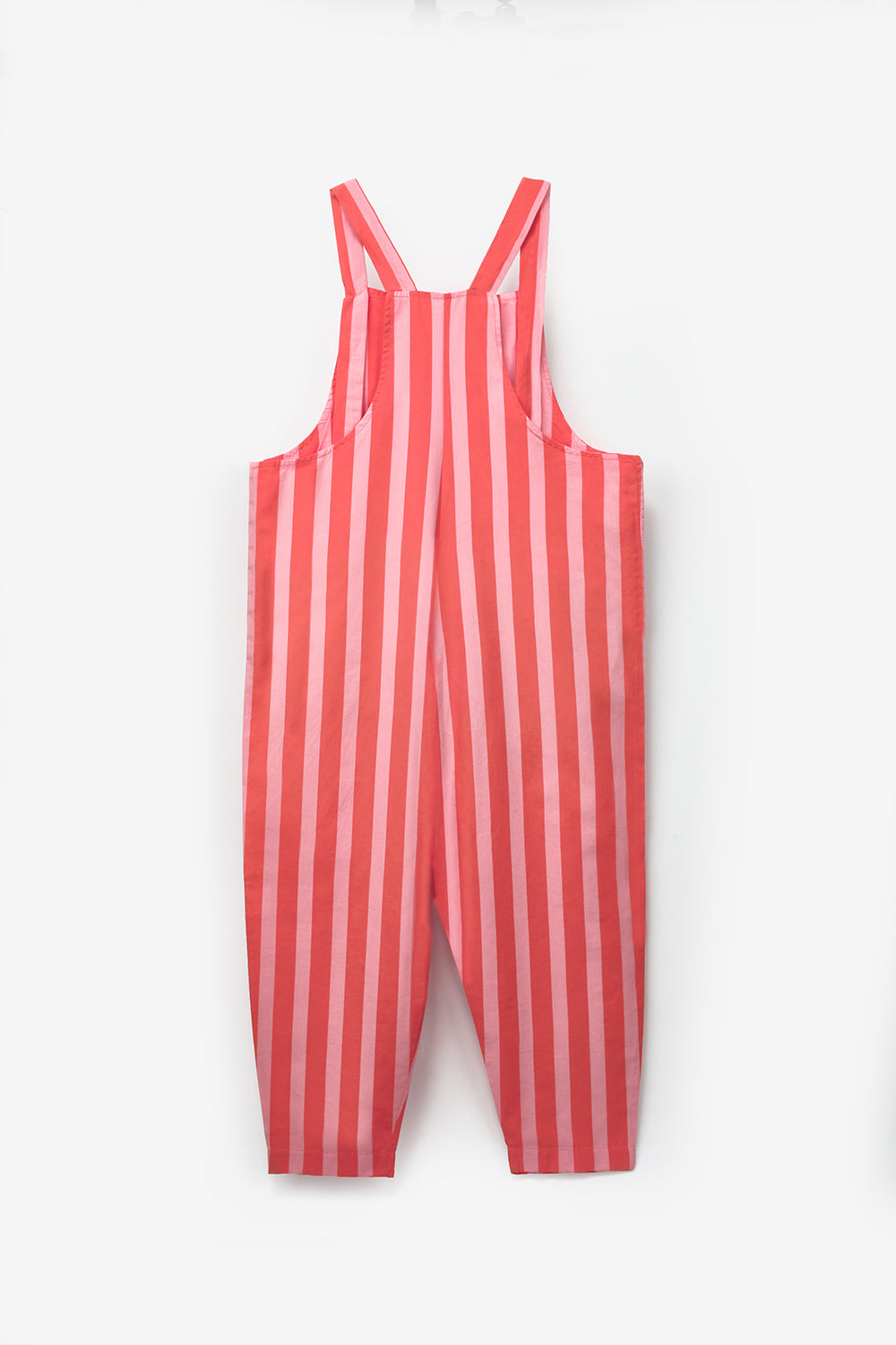 Kırmızı  Çizgi Desenli Cep Detaylı Çocuk Salopet