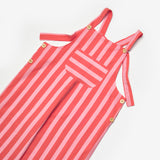 Kırmızı Çizgi Desenli Cep Detaylı Çocuk Salopet