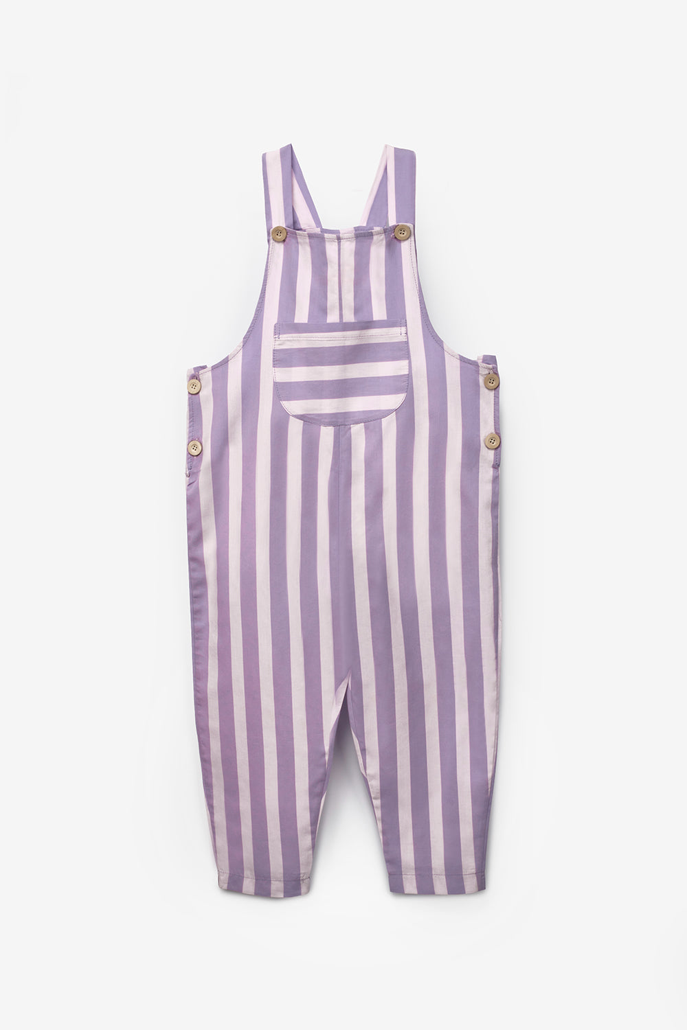 Lila  Çizgi Desenli Cep Detaylı Çocuk Salopet