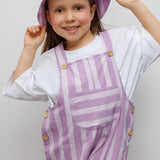 Lila Çizgi Desenli Cep Detaylı Çocuk Salopet