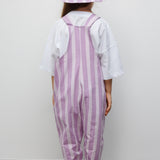 Lila Çizgi Desenli Cep Detaylı Çocuk Salopet