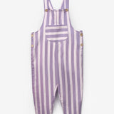Lila Çizgi Desenli Cep Detaylı Çocuk Salopet