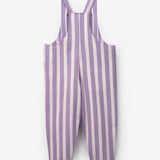 Lila Çizgi Desenli Cep Detaylı Çocuk Salopet