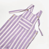 Lila Çizgi Desenli Cep Detaylı Çocuk Salopet