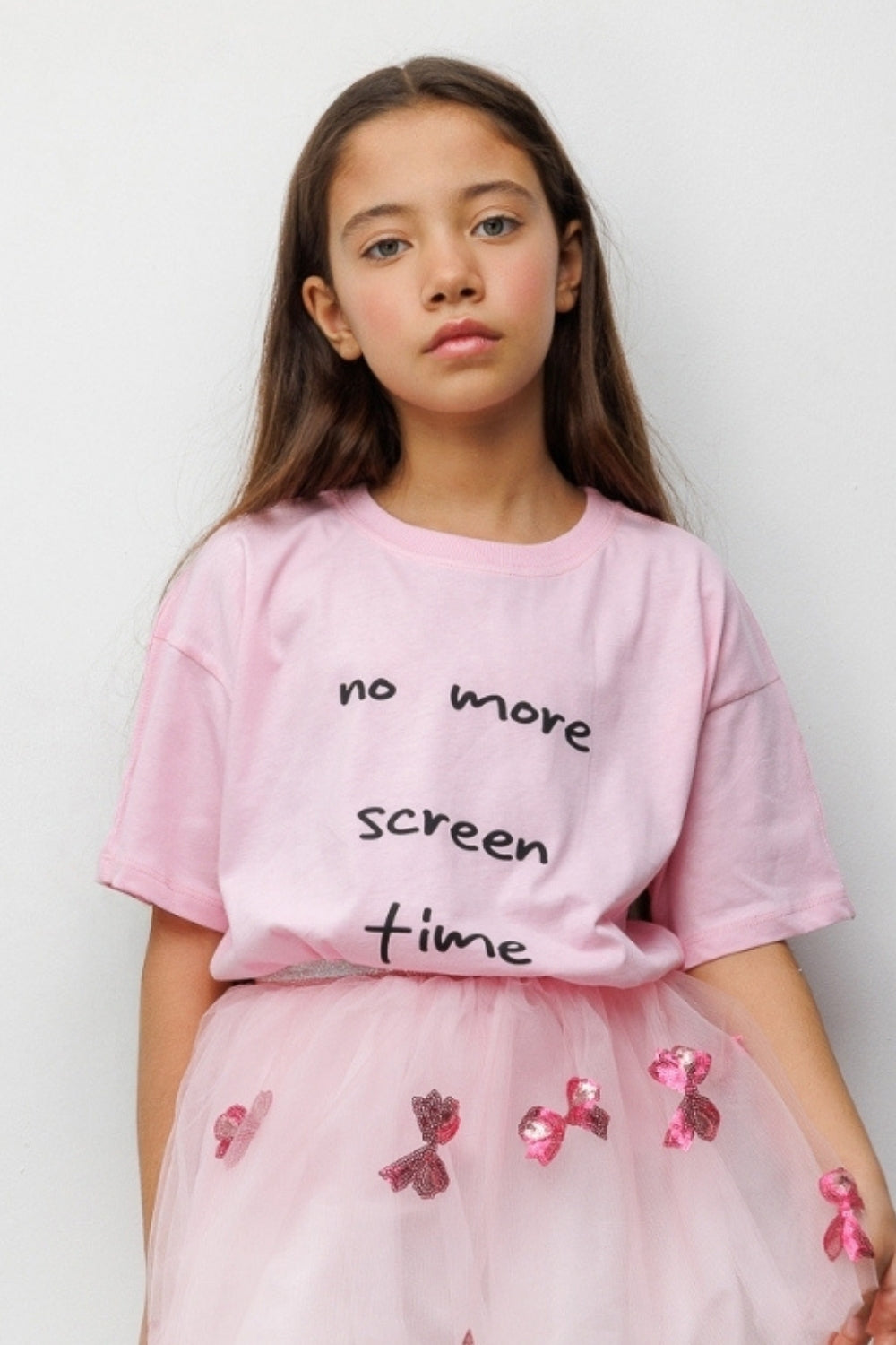 Pembe  Motto Baskılı Çocuk Tişört