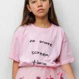 Pembe  Motto Baskılı Çocuk Tişört