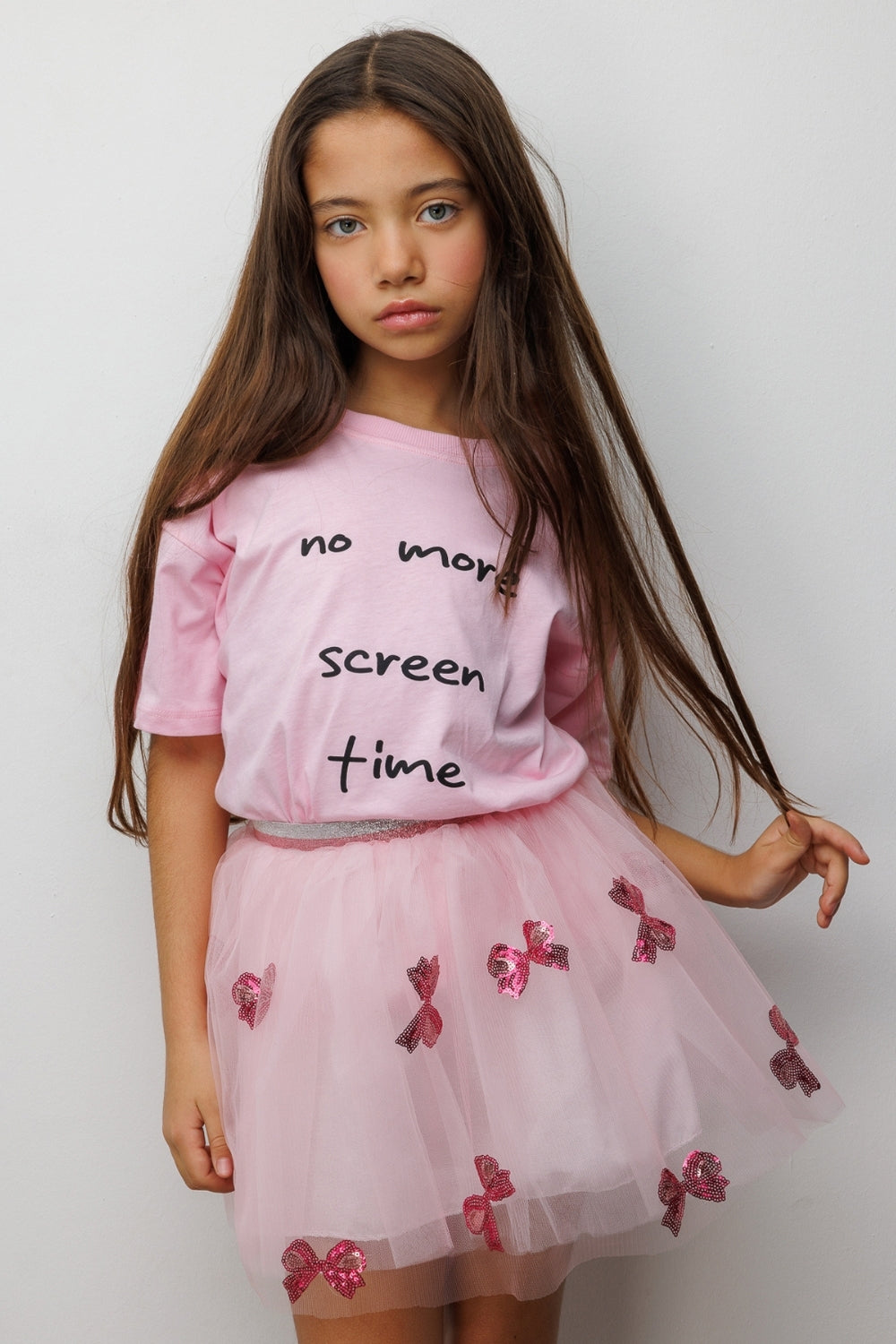 Pembe  Motto Baskılı Çocuk Tişört