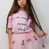 Pembe  Motto Baskılı Çocuk Tişört