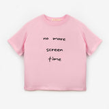 Pembe  Motto Baskılı Çocuk Tişört