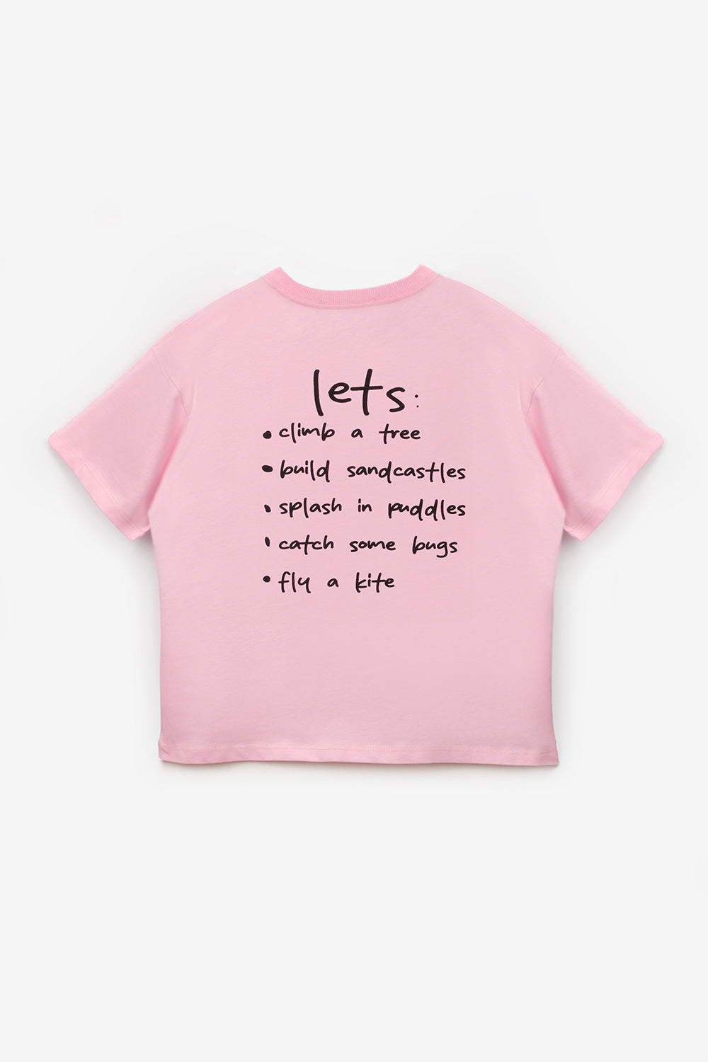 Pembe  Motto Baskılı Çocuk Tişört