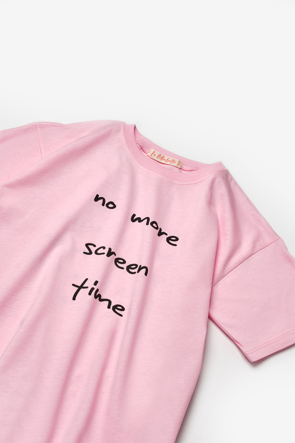 Pembe  Motto Baskılı Çocuk Tişört