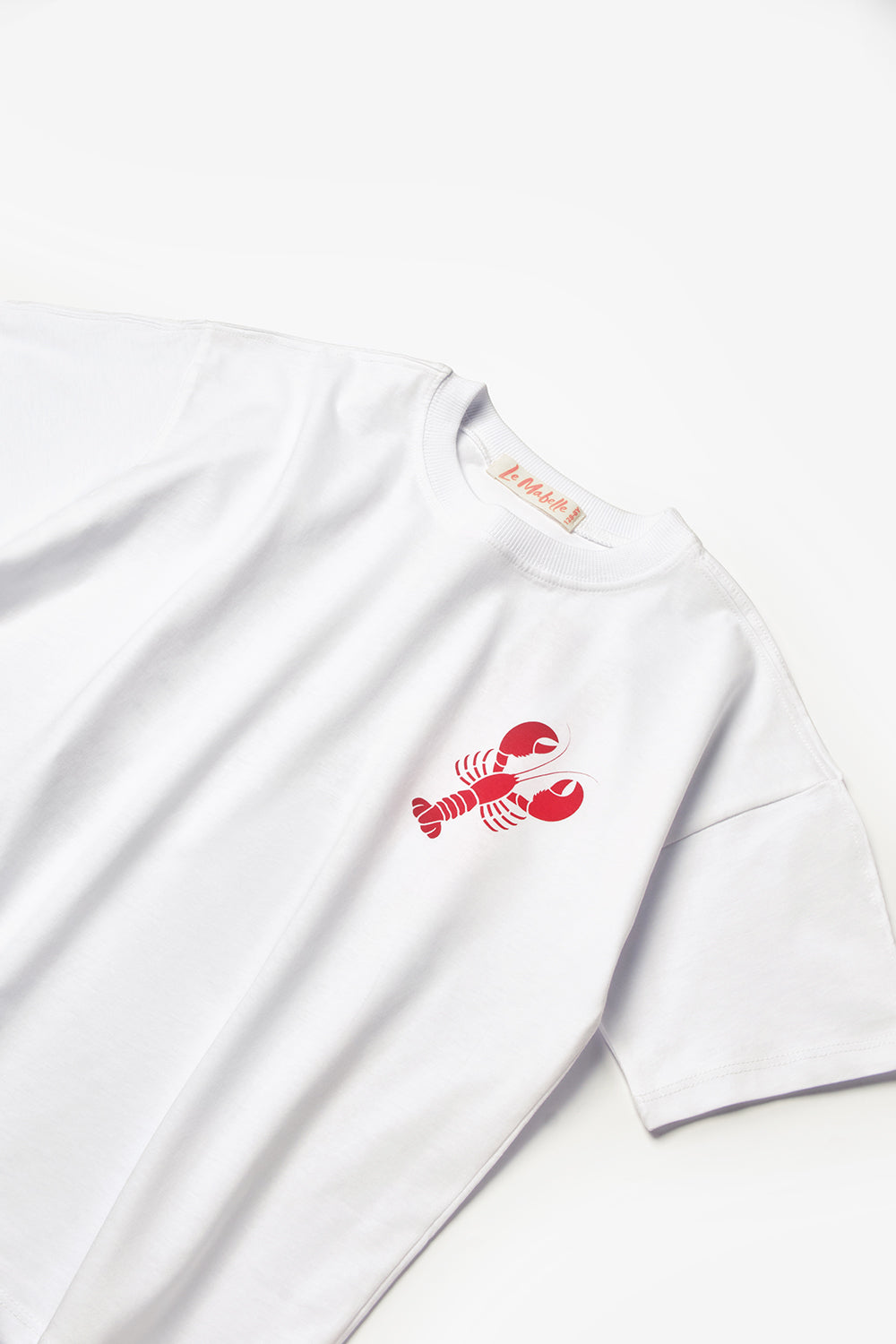 Beyaz  Istakoz Desenli Çocuk Tişört