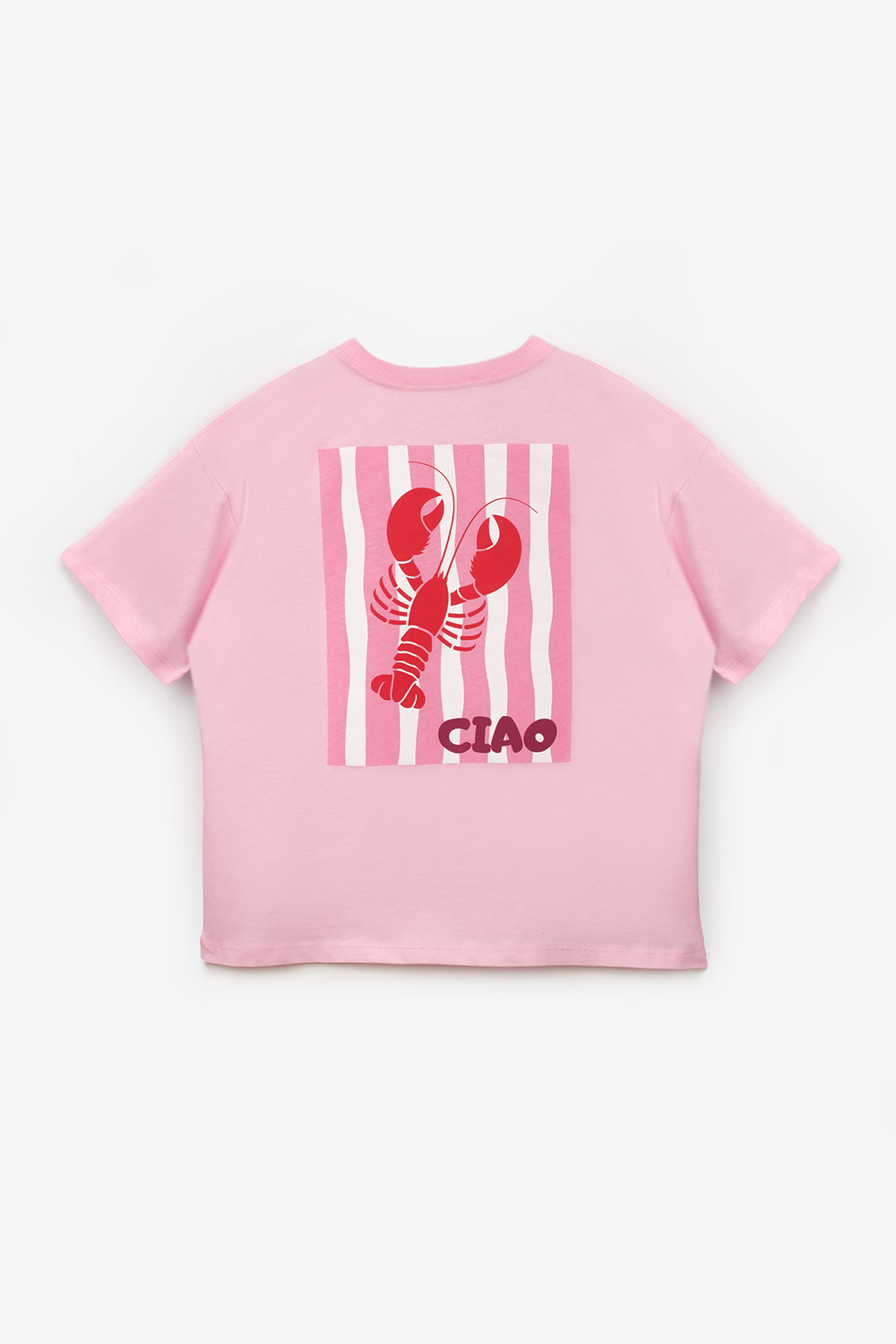 Pembe  Istakoz Desenli Çocuk Tişört