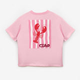 Pembe  Istakoz Desenli Çocuk Tişört